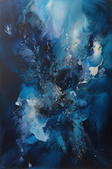 Dark blue indigo purple mixed pigment painting,Acrylic splash, acrylic paint flow painting.abstract background