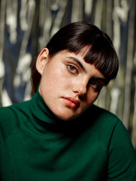 Woman with Calm, angry stare portrait