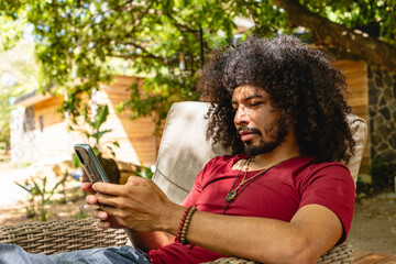 Man using his cell phone. 