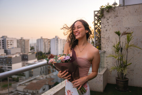 Woman holding flowers