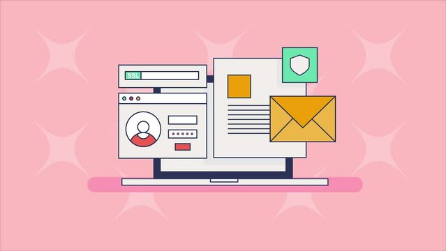 Website SSL certificate. Website account protected with password authentication. Data privacy concept.  Online document security.