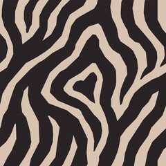 Zebra Beige Geometric Seamless Pattern. Abstract African Tiger Stripes Vector Background in Trendy Ethnic Style