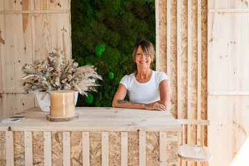 woman in local wellness reception