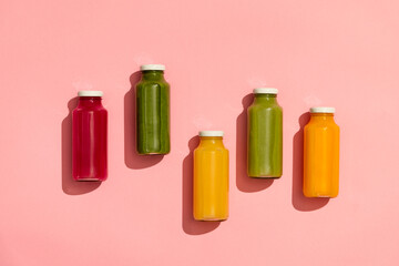 Healthy beverages colorful detox vegan juice smoothie drinks