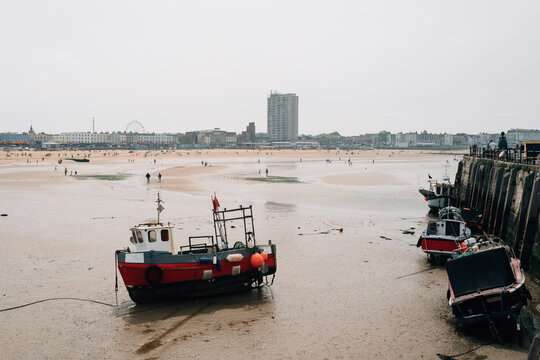 Boat at low tide in Margate. 