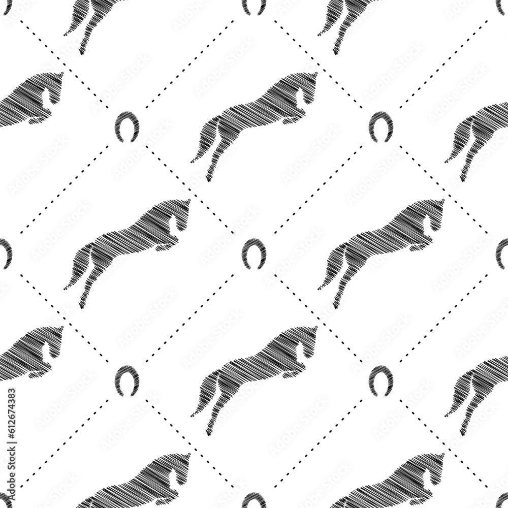 Poster horse scribble vector pattern