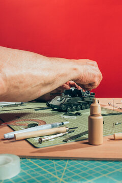Replica craftsman working on tank
