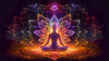 Rolgordijnen psychadelic chakra activation imagery during the peace and love era with depth of field and vibrant 1970's colors
