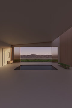 Minimal interior at Sunset