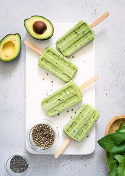 Raw vegan dairy and gluten free ice cream made of avocado and coconut