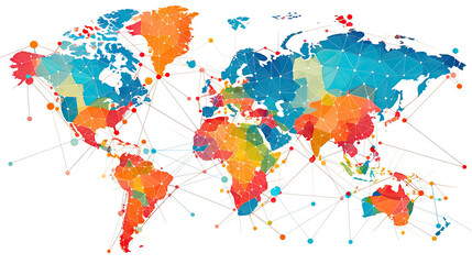 Fototapeta premium World map pin on a map with routes background. Generative AI.
