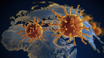 Fototapeta na wymiar World map virus pandemia background. Generative AI.