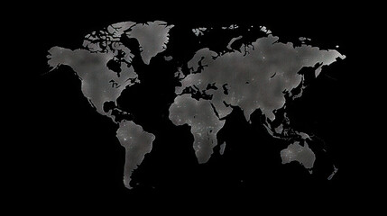 Fototapeta na wymiar World map on black background. Generative AI.