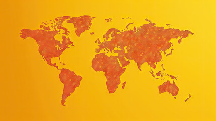 World map sun global warming background. Generative AI.