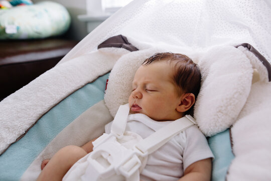 Closeup of newborn sleeping 