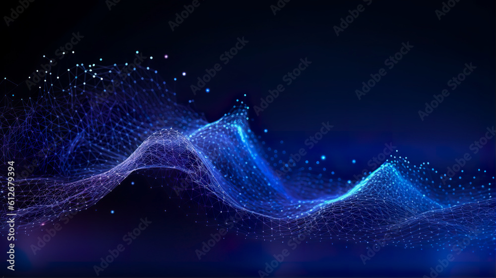Wall mural futuristic tech vortex: abstract blue particle mesh background