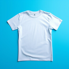 Naklejka premium White tshirt mockup on blue background