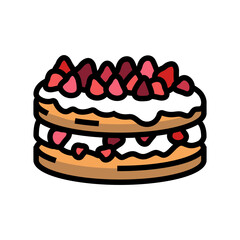 strawberry shortcake sweet food color icon vector. strawberry shortcake sweet food sign. isolated symbol illustration