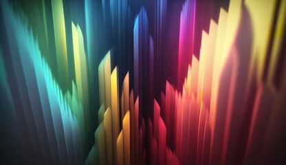 Abstract caustic backdrop in a 3D render. beams of multicolored light. Generative Ai.