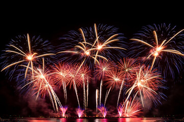 Real Fireworks display celebration, Colorful New Year Firework