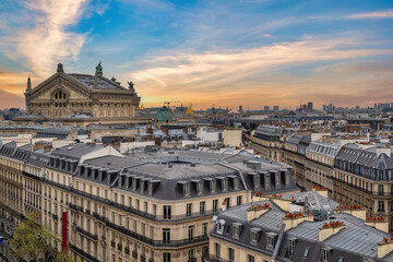 Fototapeta na wymiar Paris France, high angle view city skyline at Opera House (Palais Garnier)