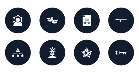 business pack filled icons set. flat filled icons sheet included power, love bird, gap, baton stick, org, behavior, favorites, old key in diagonal vector.