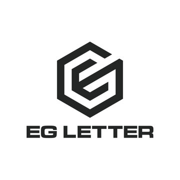 GE G E Monogram Letter Logo. Hexagon, Polygon GE Modern Premium Logo Vector Template