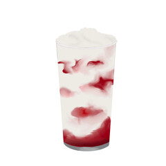 Strawberry milk frappe draw and paint no background 