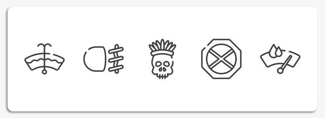 car dashboard signals outline icons set. thin line icons sheet included windshield washer, fog light, native american skull, no waiting, winshield wiper vector.
