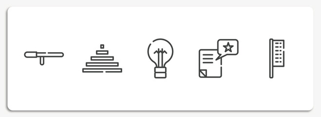 advertisement outline icons set. thin line icons sheet included baton stick, null, black lightbulb, wish, bow flags vector.