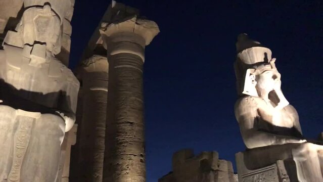 The courtyard of Ramses II at Luxor Temple, Egypt.
