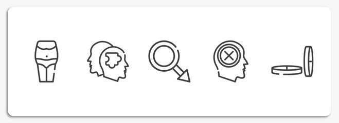phary outline icons set. thin line icons sheet included belly, psychologist, masculine, negativity, lozenge vector.