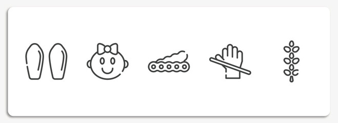 allergies outline icons set. thin line icons sheet included suppositories, baby girl, soy, latex, lupin vector.