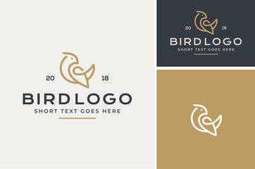 Classic Luxury Vintage Pigeon Dove Bird Label logo design