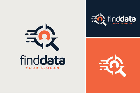 Magnifying glass with Compass and People for Digital Account Data Analyzing Searching logo