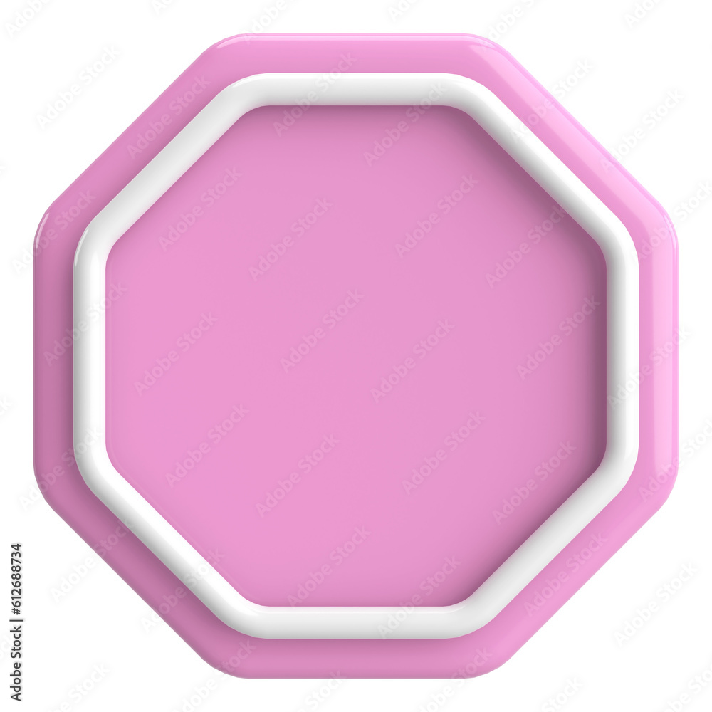 Wall mural 3d octagon button. empty button. 3d illustration.