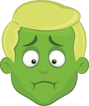 vector illustration face blonde man cartoon green nausea