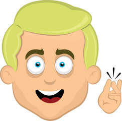 Obraz premium vector illustration face man cartoon blonde blue eyes, cheerful and snapping fingers