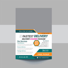 Delivery Service Flyer, Fast Delivery Flyer, We deliver Courier Flyer, Postman Courier Man flyer