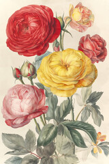 bouquet of roses,background with roses,pattern of roses,red and yellow rose and pink