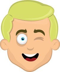 vector illustration man cartoon blonde blue eyes winking