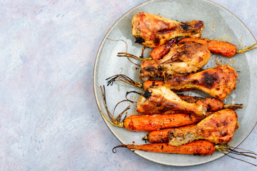 Baked chicken drumstick.