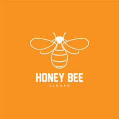 Honey Logo, Honey Bee Animal Vector, Livestock Design Simple Minimalist Icon Symbol Illustration