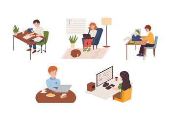 Set of copywriter people flat style, vector illustration