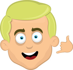 vector illustration face man cartoon blonde blue eyes, with his hand making an ok or perfect gesture