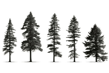 Set of Pine Trees Isolated on Transparent Background. Generative AI