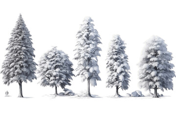 Set of Snow-Covered Trees: Winter Mood. Generative AI