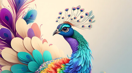 Fototapeta premium Peacock abstract wallpaper, Peacock with rainbow colors
