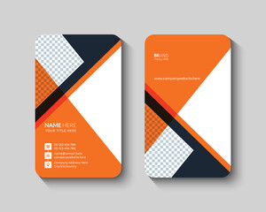 Orange and black vertical rounded business card design template