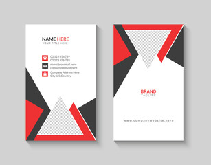 Red and black vertical business card design template